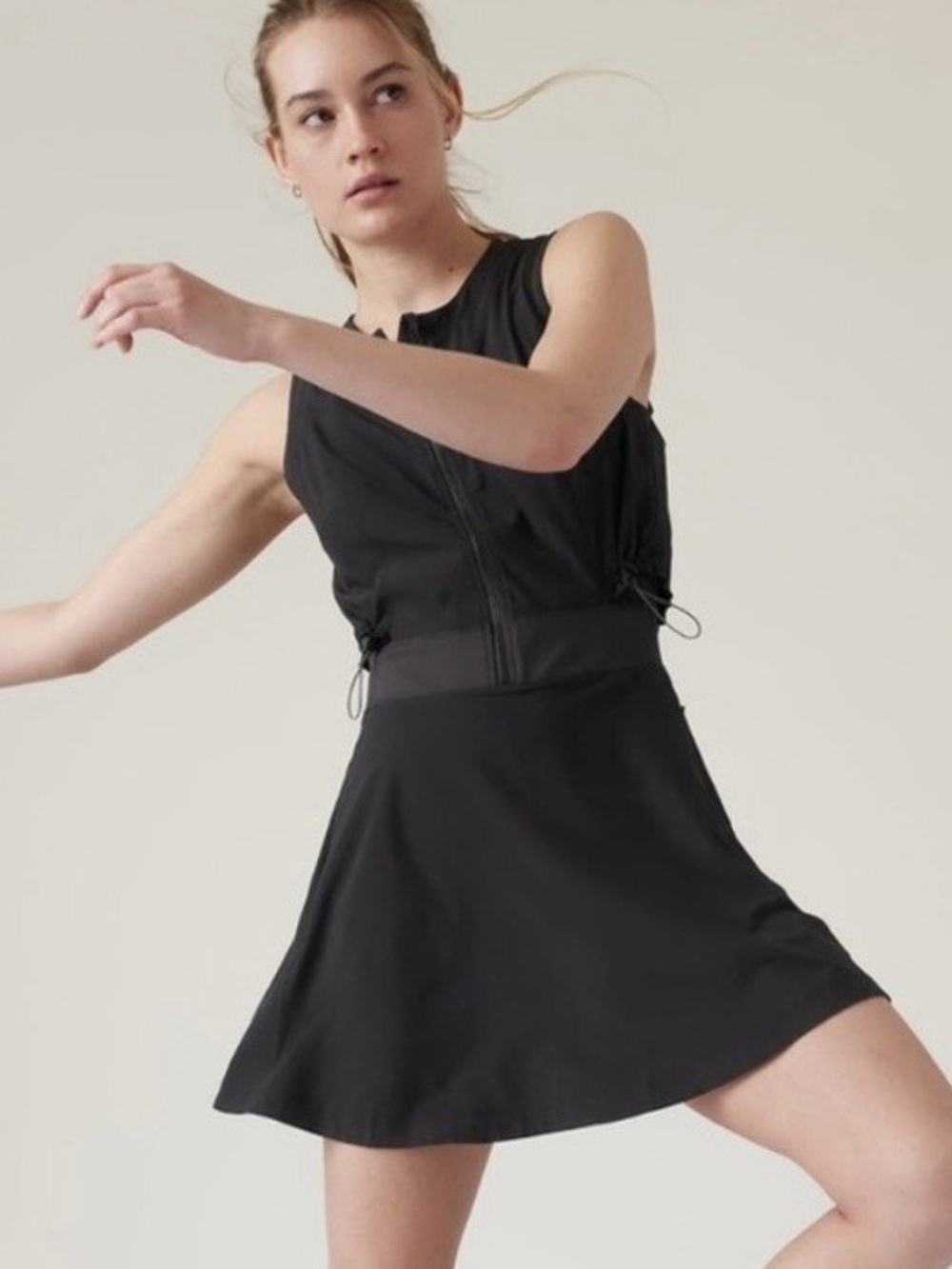 Athleta Venture Out Dress Black Built-In Shorts